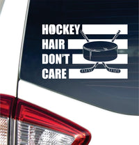 Dabbledown Hockey Hair Don't Care 4x6 Car Truck Window Windshield Lettering Quote Decal Sticker Decals Stickers JDM Automobile Sports Ice Hockey Street Hockey