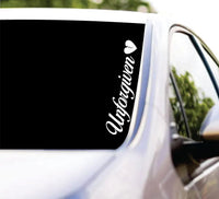 Dabbledown Unforgiven Cursive Car Truck Window Windshield Lettering Decal Sticker Decals Stickers JDM Automobile 