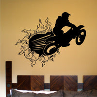 Dirtbike Rider Bursting Thru Wall Vinyl Decal Sticker Decal Stickers Motocross X Games MX