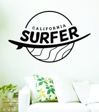 Dabbledown Decals California Surfer Surf Surfing Surfboard Decal Sticker Wall Boy Girl Teen Child