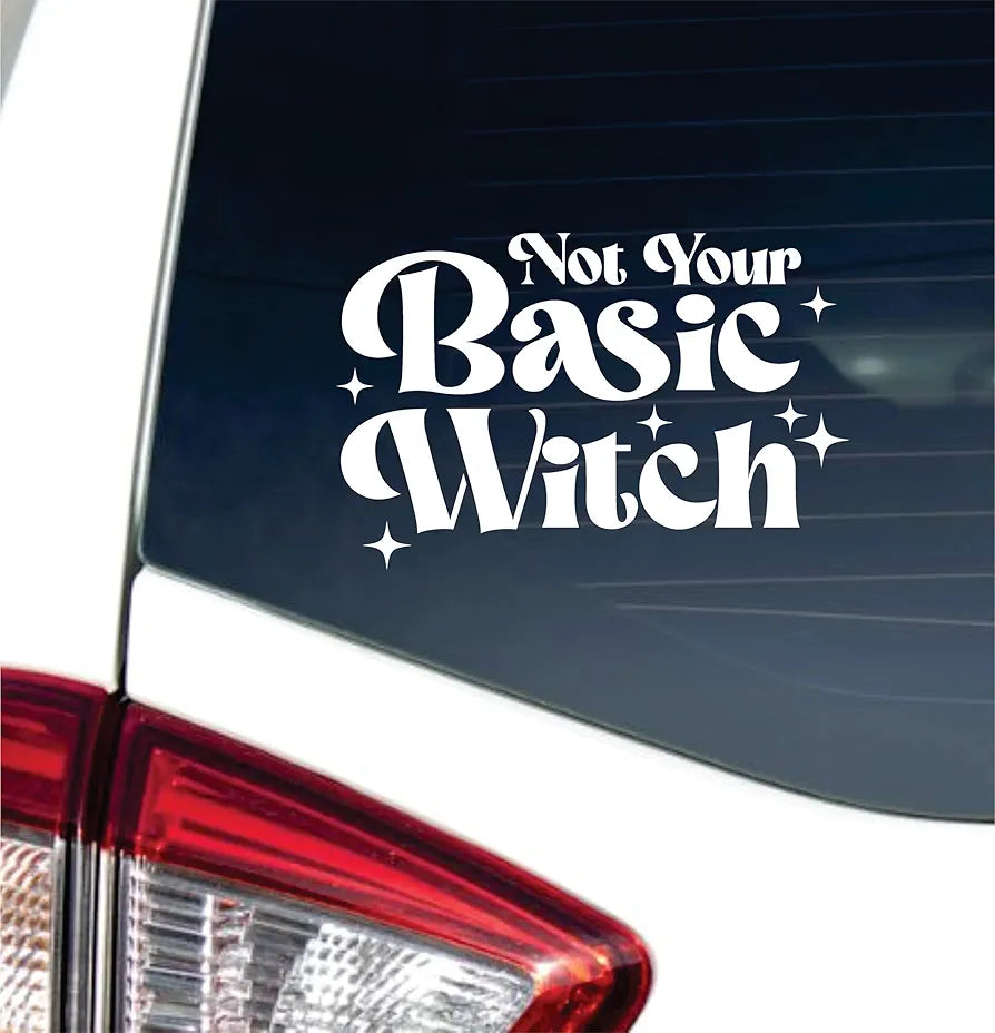 Dabbledown Not Your Basic Witch Car Truck Window Windshield Lettering Quote Decal Sticker Decals Stickers JDM Automobile 