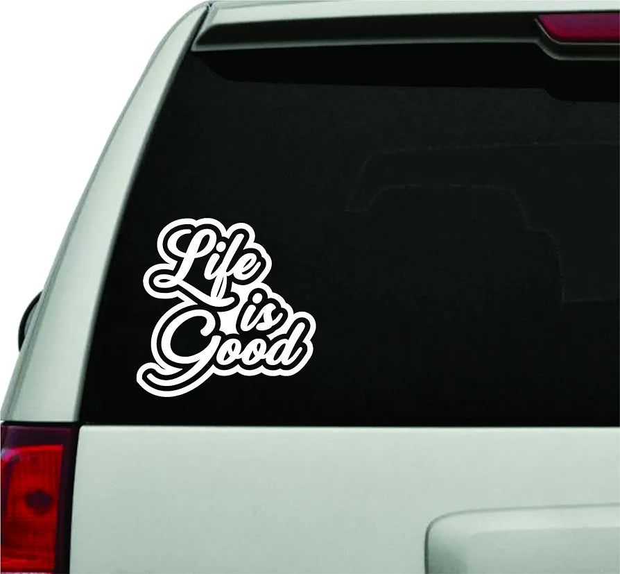 Dabbledown Decals Life is Good White Version Car Window Windshield Lettering Decal Sticker Decals Stickers Girl JDM Drift