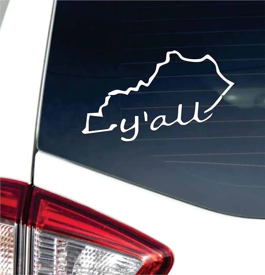 Dabbledown Kentucky State Outline Y'all Car Truck Window Windshield Lettering Quote Decal Sticker Decals Stickers JDM Automobile 