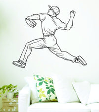 Dabbledown Decals Baseball Player Pitching Pitcher Version 508 Mascot Team College High School Decal Sticker Wall Boy Girl Teen Child BBaseball10SM3bw