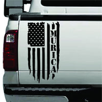 Dabbledown Murica Distressed Grunge American USA US Flag Truck Tailgate Vinyl Sticker Compatible with Most Trucks Military Trump Army USAF USMC US Navy 11" x 20"