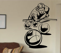 Pool Player Shooting Ball Billiards Snooker Version 101 Vinyl Wall Decal Sticker Art Sports