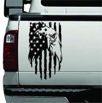 Dabbledown Bald Eagle Distressed Grunge American USA US Flag Truck Tailgate Vinyl Sticker Compatible with Most Trucks Military Trump Army USAF USMC US Navy 11" x 20"