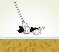 Janitor Maid Supplies Broom Dustpan Decal Sticker Wall Boy Girl Broom01OCC4
