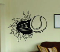 Dabbledown Decals Extra Large Baseball Bursting Through Wall Vinyl Wall Decal Sticker Art Sports Kid Children Ball Nursery Boy Teen Homerun