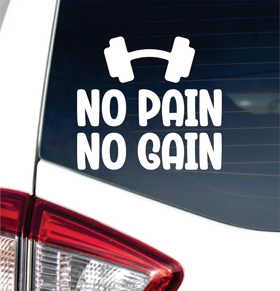 Dabbledown No Pain No Gain V2 4x6 Car Truck Window Windshield Lettering Quote Decal Sticker Decals Stickers JDM Automobile 
