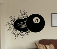 Dabbledown Eight Ball Bursting Ripping Thru Wall Vinyl Wall Decal Sticker Art Sports Pool Table Billiards