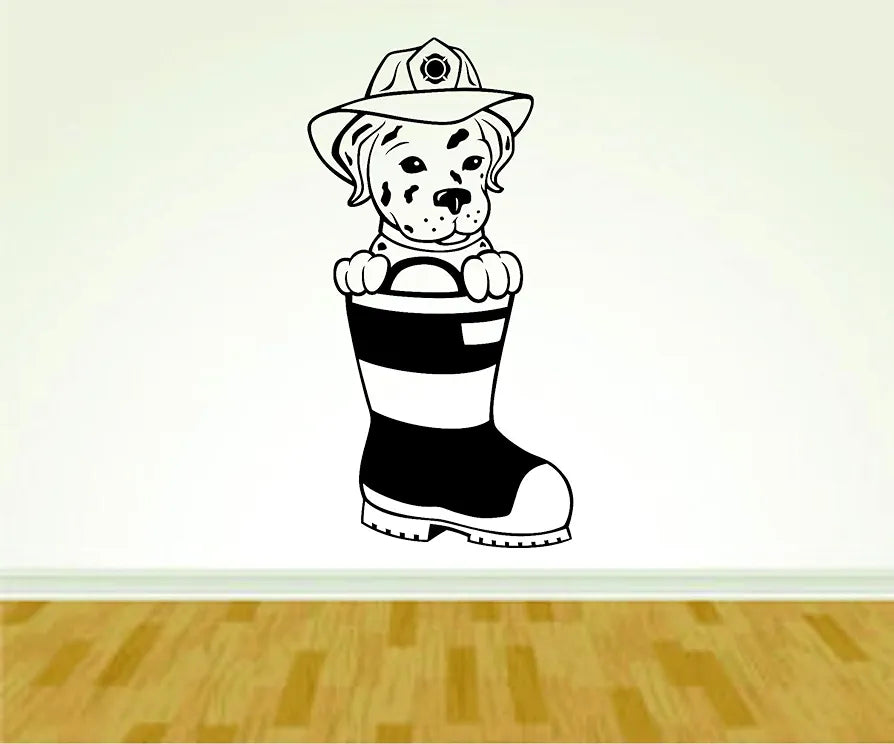 Firefighter Dalmation in Boot Version 101 Decal Sticker Wall Boy Girl Firefighter16OCC4 15x28