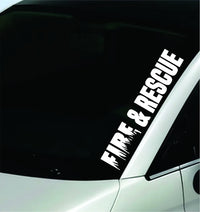 Dabbledown Decals Fire and Rescue Large Version Car Window Windshield Banner Lettering Decal Sticker Decals Stickers Girl JDM Drift
