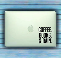 Dabbledown Decals Coffee, Books, and Rain Small Laptop Version Car Window Windshield Banner Lettering Decal Sticker Decals Stickers Girl JDM Drift