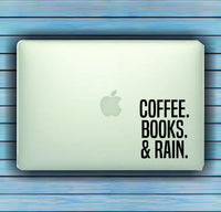 Dabbledown Decals Coffee, Books, and Rain Small Laptop Version Car Window Windshield Banner Lettering Decal Sticker Decals Stickers Girl JDM Drift