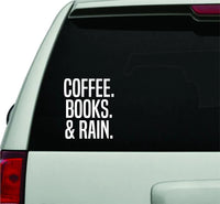 Dabbledown Decals Coffee, Books, and Rain Large Version Car Window Windshield Banner Lettering Decal Sticker Decals Stickers Girl JDM Drift