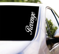 Dabbledown Revenge Cursive Car Truck Window Windshield Lettering Decal Sticker Decals Stickers JDM Automobile