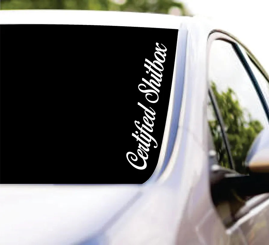 Dabbledown Large Certified Shitbox Cursive Car Truck Window Windshield Lettering Decal Sticker Decals Stickers JDM Automobile 