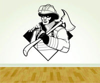Firefighter with Ax Version 103 Decal Sticker Wall Boy Girl Firefighter14OCC4 26x28