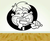 Kid Brushing Teeth Tooth and Toothbrush Dentist Dentistry Smile Sign Version 107 Decal Sticker Wall Boy Girl Dentist02OCC4