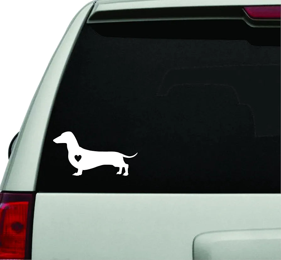 Dabbledown Dachshund Love Dog Breed White Version Car Window Windshield Lettering Decal Sticker Decals Stickers