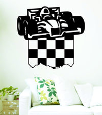 Dabbledown Decals Formula One Race Car and Finish Line Flag Racing Decal Sticker Wall Boy Girl Teen Child Formula02V4bw