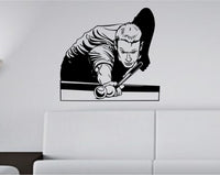 Pool Player Shooting Ball Vinyl Wall Decal Sticker Art Sports