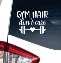 Dabbledown Gym Hair Don't Care 4x6 Car Truck Window Windshield Lettering Quote Decal Sticker Decals Stickers JDM Automobile
