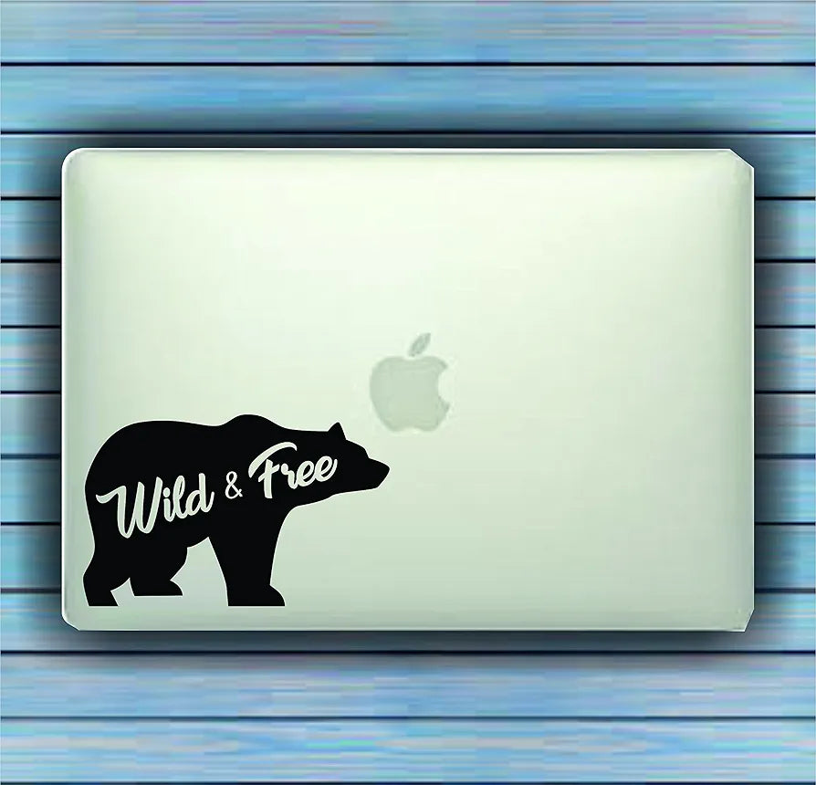Dabbledown Decals Wild and Free Bear Car Window Windshield Lettering Decal Sticker Decals Stickers