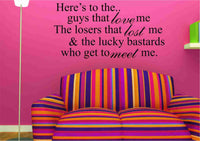 Dabbledown Here's to All The Boys Quote Wall Decal Sticker Teen Love Girl Room Decor Words Tattoo