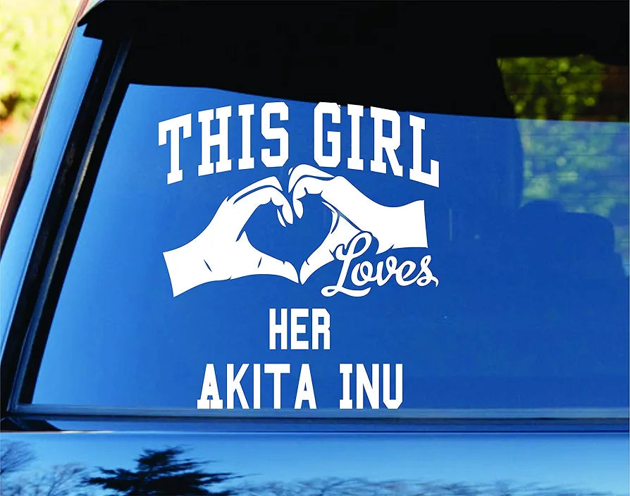 Decals This Girl Loves Her Akita Inu Decal Sticker Car Window Truck Laptop Tablet Packers Dog Dogs Pet