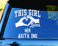 Decals This Girl Loves Her Akita Inu Decal Sticker Car Window Truck Laptop Tablet Packers Dog Dogs Pet