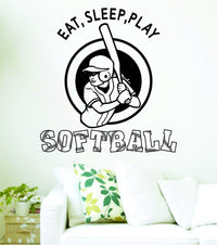 Dabbledown Decals Eat Sleep Play Softball Version 201 Decal Sticker Wall Boy Girl Teen Child