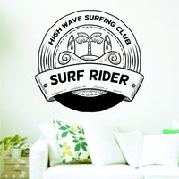 Dabbledown Decals Surf Club High Wave Surfing Surfboard Decal Sticker Wall Boy Girl Teen Child