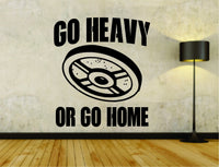 Dabbledown Go Heavy Or Go Home Quote Weightlifting Man Bodybuilder Version 101 Bodybuilding Weight Training Arm Flex Flexing Workout Gym Vinyl Wall Decal Sticker GO Heavy OR GO Home 25X28