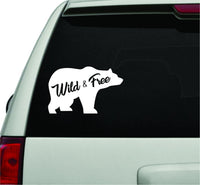 Dabbledown Decals Wild and Free Bear White Version Car Window Windshield Lettering Decal Sticker Decals Stickers