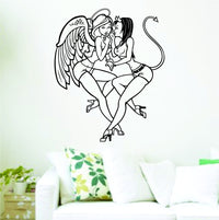 Dabbledown Decals Angel and Devil Pinup Girls Version 202 Decal Sticker Wall Boy Girl Teen Child ESadgirls003bw