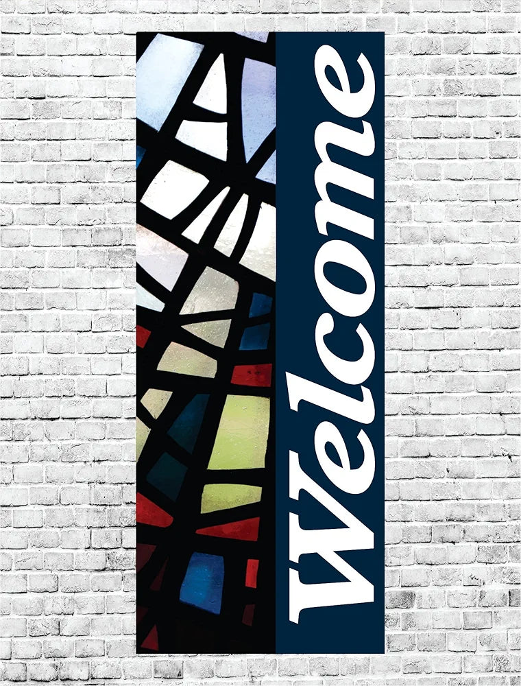 BRAND - Welcome - Stained Glass - Church Banners -Easter - Inspirational Quotes - Church Decoration - Pray - Prayer - Christian - Religious