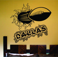 Official Dabbledown Decals Dallas City Football Ripping Bursting Through Wall Large Size Vinyl Wall Decal Sticker Art Sports Kid Texas
