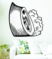 Dabbledown Decals Race Car Tire Smoking Drag Racing Wheel Version 101 Decal Sticker Wall Boy Girl Teen Child ESwheel002bw