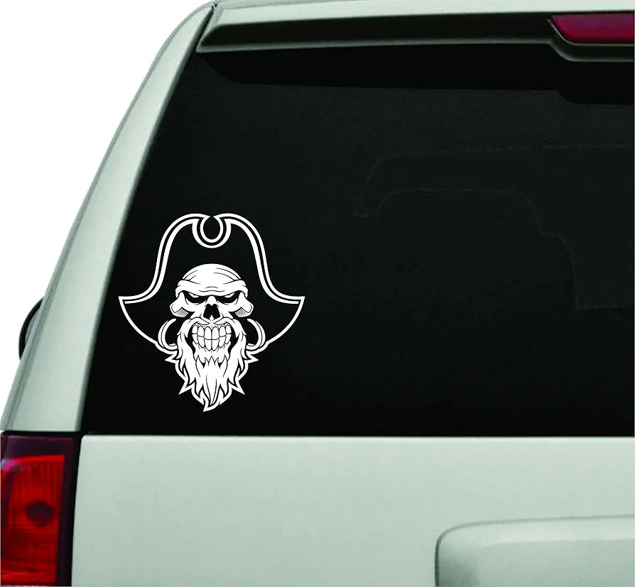 Dabbledown Decals Pirate Skull Version 101 White Color Car Window Windshield Lettering Decal Sticker Decals Stickers Girl JDM Drift