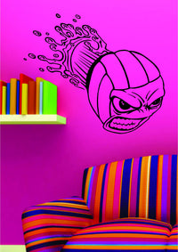 Dabbledown Decals Screaming Volleyball Splashing Through Wall Vinyl Wall Decal Sticker Art Sports Kid Children Ball Nursery Boy Teen Homerun