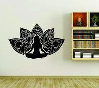 Dabbledown Lotus Flower with Yoga Pose - Yoga Studio Design Wall Vinyl Decal Sticker Art Graphic Sticker