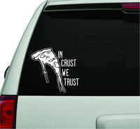 Dabbledown Decals in Crust We Trust Pizza Slice White Version Car Window Windshield Lettering Decal Sticker Decals Stickers Girl JDM Drift
