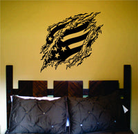 Flag Ripping Thru Wall Wall Decal Sticker Mural Wall Art Graphic Kid Boy Room Nursery Zoo American Car Automobile Auto
