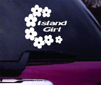 Island Girl with Flowers Decal Sticker Vinyl Decal Sticker Art Graphic Stickers Laptop Car Window