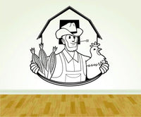 Farmer with Chicken and Corn Farming Farm Version 105 Vinyl Decal Sticker Wall Boy Girl Farming08OCC4 28x28