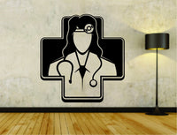 Medical Female Woman Doctor Dr Business Logo Vinyl Decal Sticker Wall Boy Girl Doctor02OCC4 27x28