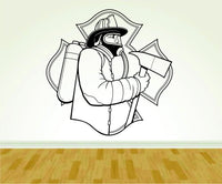 Firefighter with Ax and Shield Version 105 Decal Sticker Wall Boy Girl Firefighter09OCC4 28x28