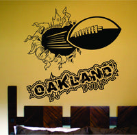 Official Dabbledown Decals Oakland City Football Ripping Bursting Through Wall Large Size Vinyl Wall Decal Sticker Art California